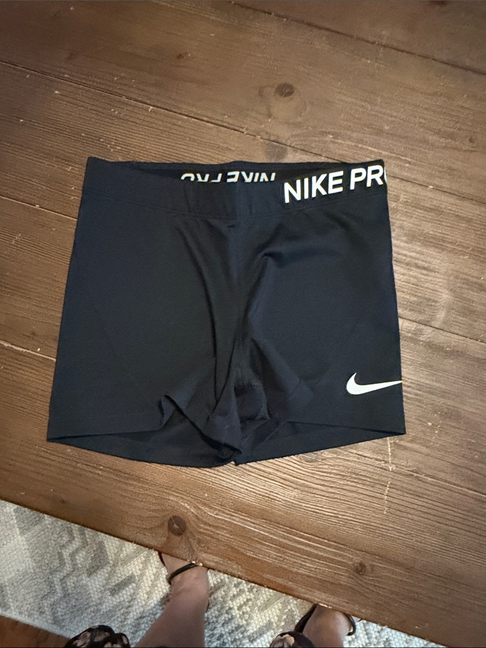 Nike Black Women’s Pro Compression Shorts with White Swoosh